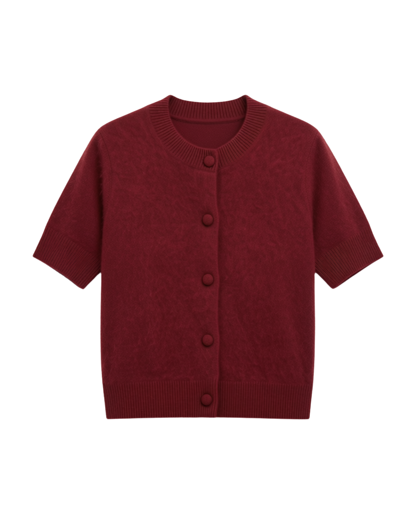 red short sleeve cardigan 