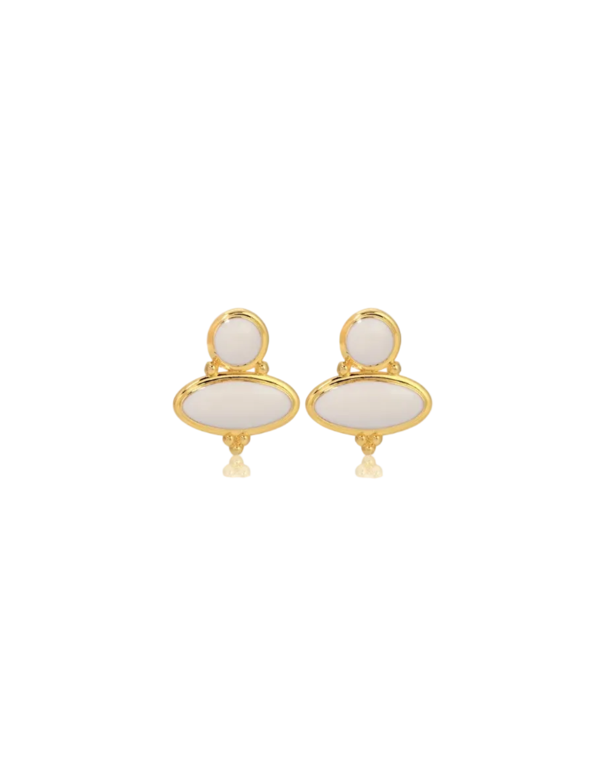 gold earrings with white detail