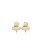 gold earrings with white detail