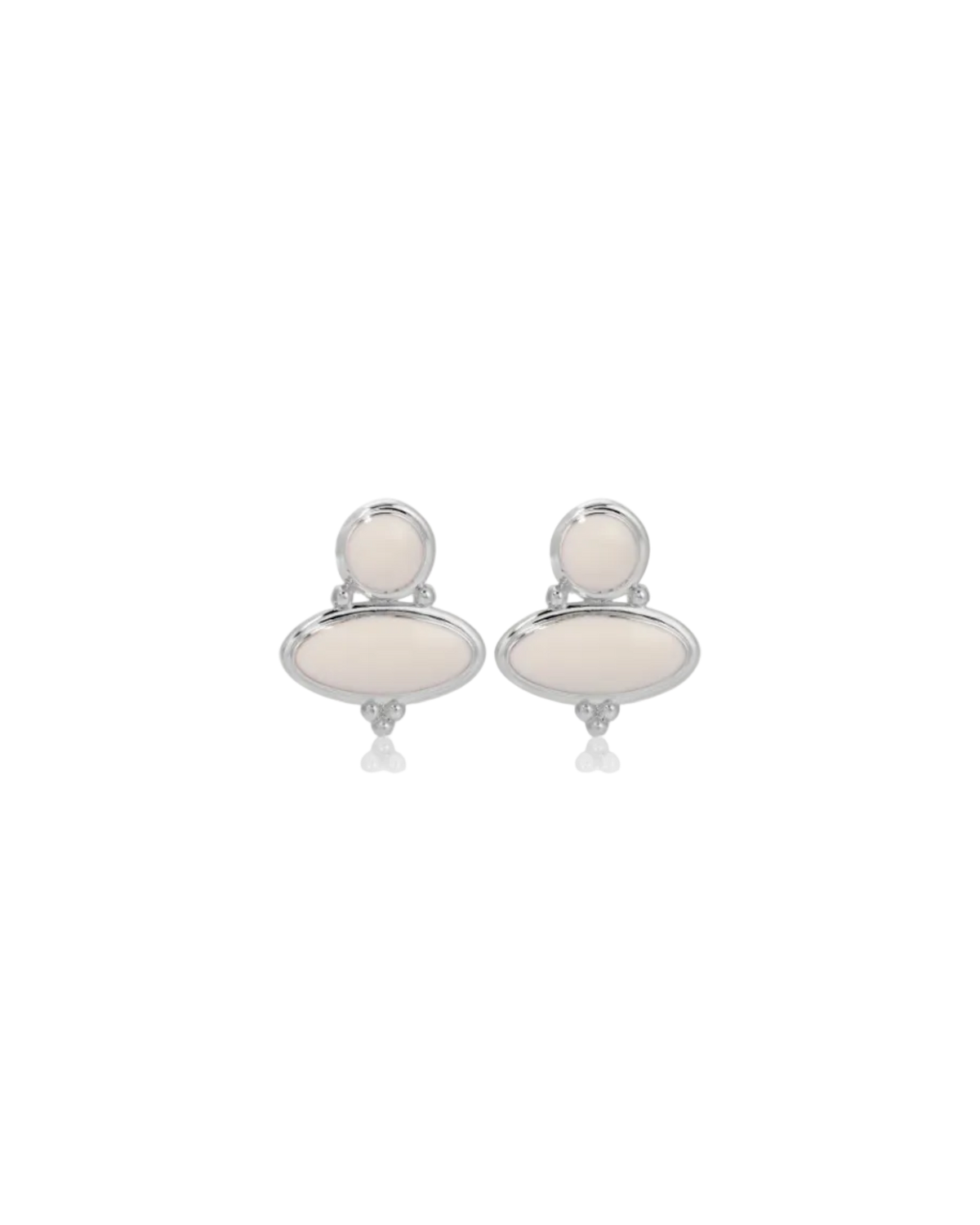 silver earrings with white detail