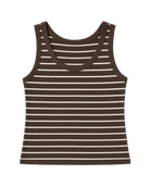 brown and white striped ribbed tank top