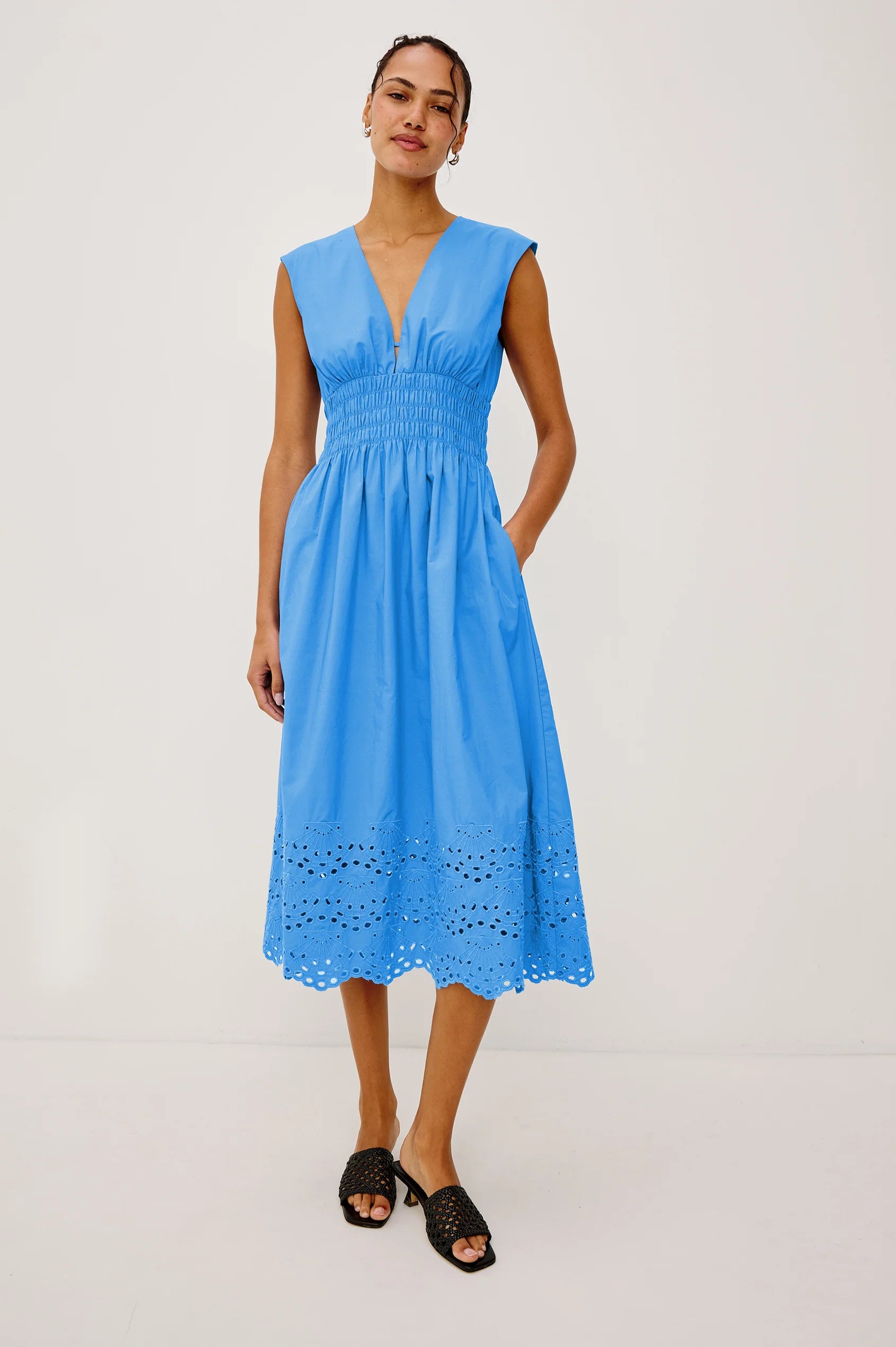 midi dress in blue