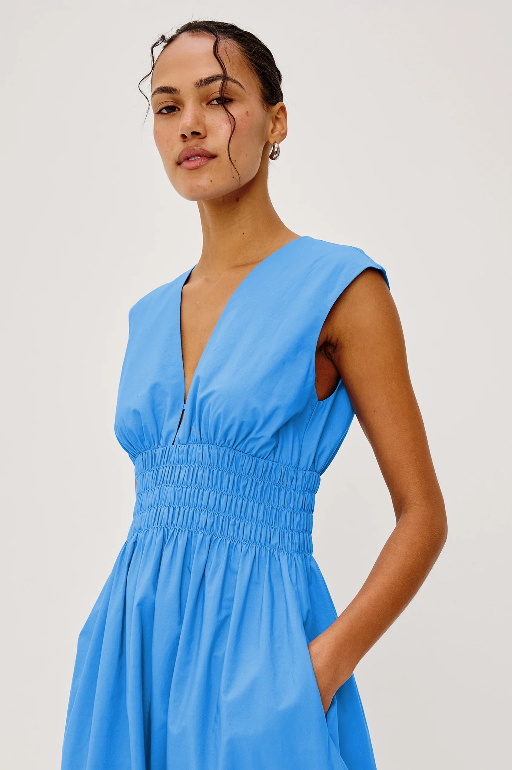 midi dress in blue