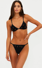 black bikini bottom with cherries
