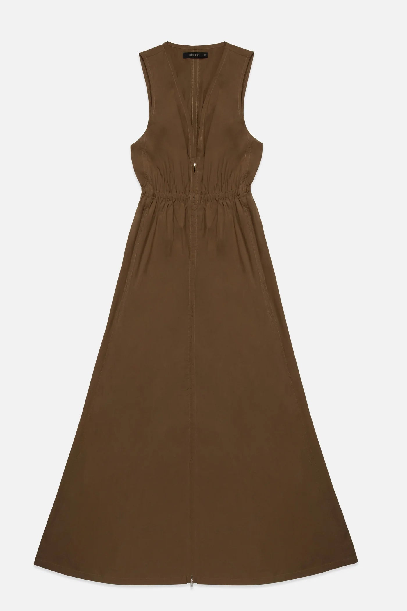 midi sleeveless dress in brown