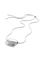 necklace with a statement solver pendant on a long thick silver chain