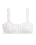 white eyelet ruffle bikini top