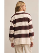 brown and cream v-neck polo long sleeve
