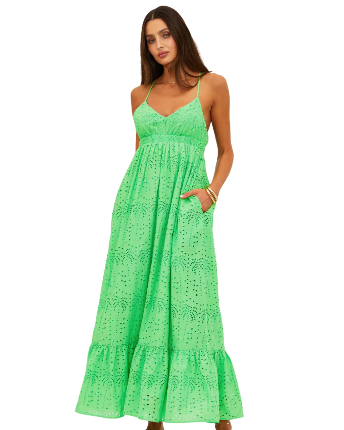 maxi green in green eyelet