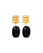 gold drop earring with black stone