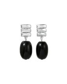 silver drop earring with black stone