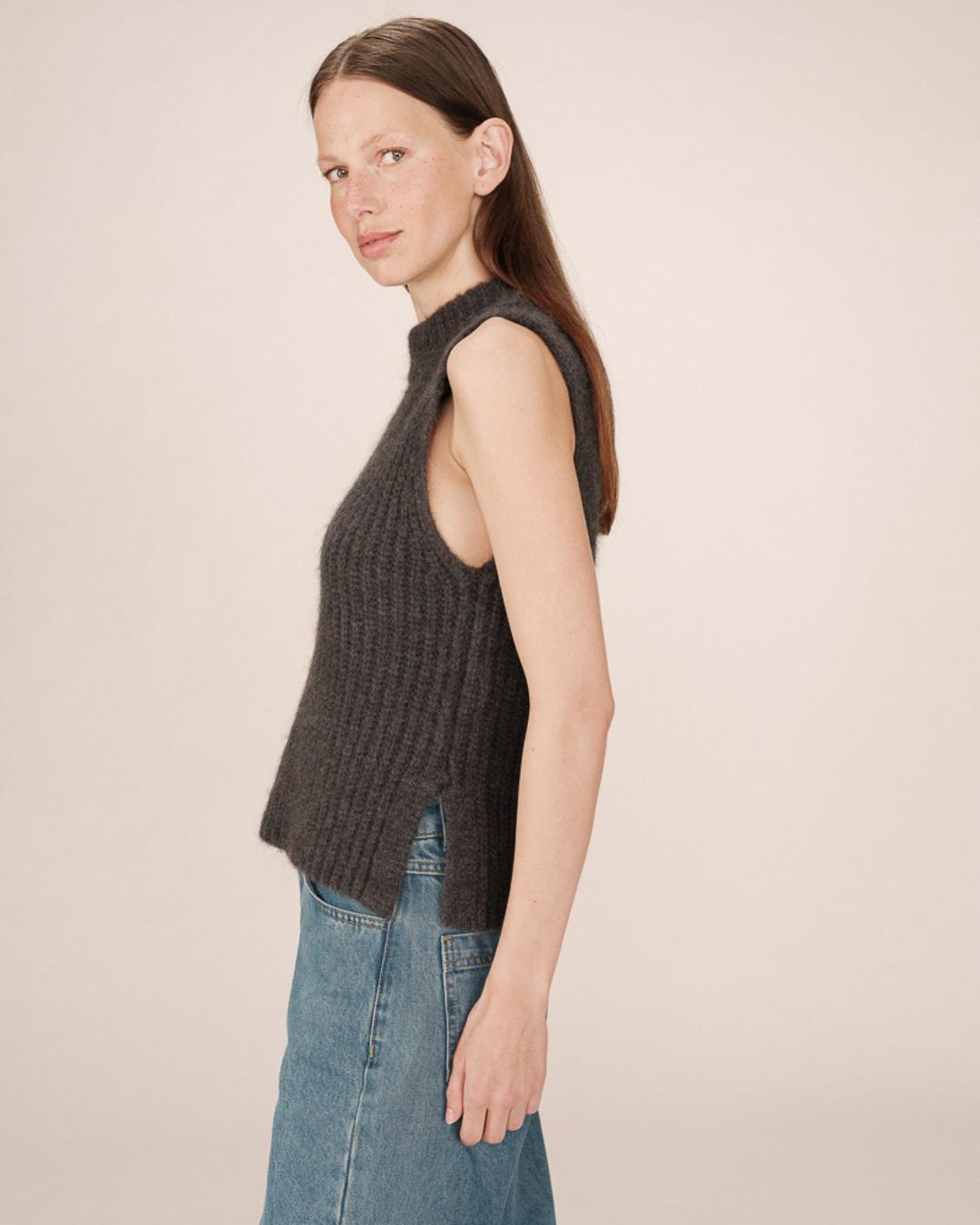 grey knit vest