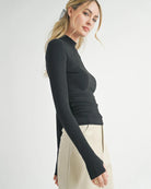 Sadie and Sage Ronan Knit Turtleneck Top in black