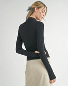 Sadie and Sage Ronan Knit Turtleneck Top in black