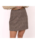 houndstooth mini skirt in brown