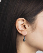silver bean drop earring