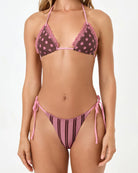 brown and pink stripe bikini bottom 