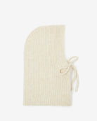beige knit balaclava with a tie