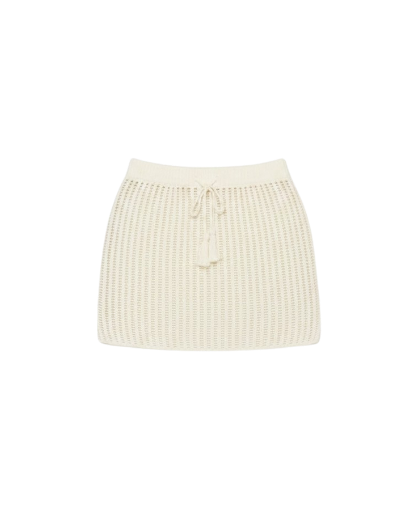 knit cover up mini skirt in cream