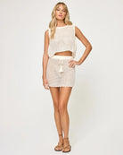 crochet cream crop tank top