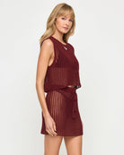 red crochet coveer up mini skirt