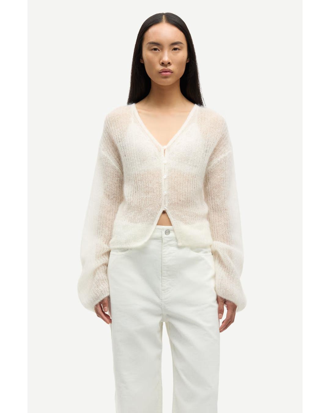 thin knit cardigan in cream