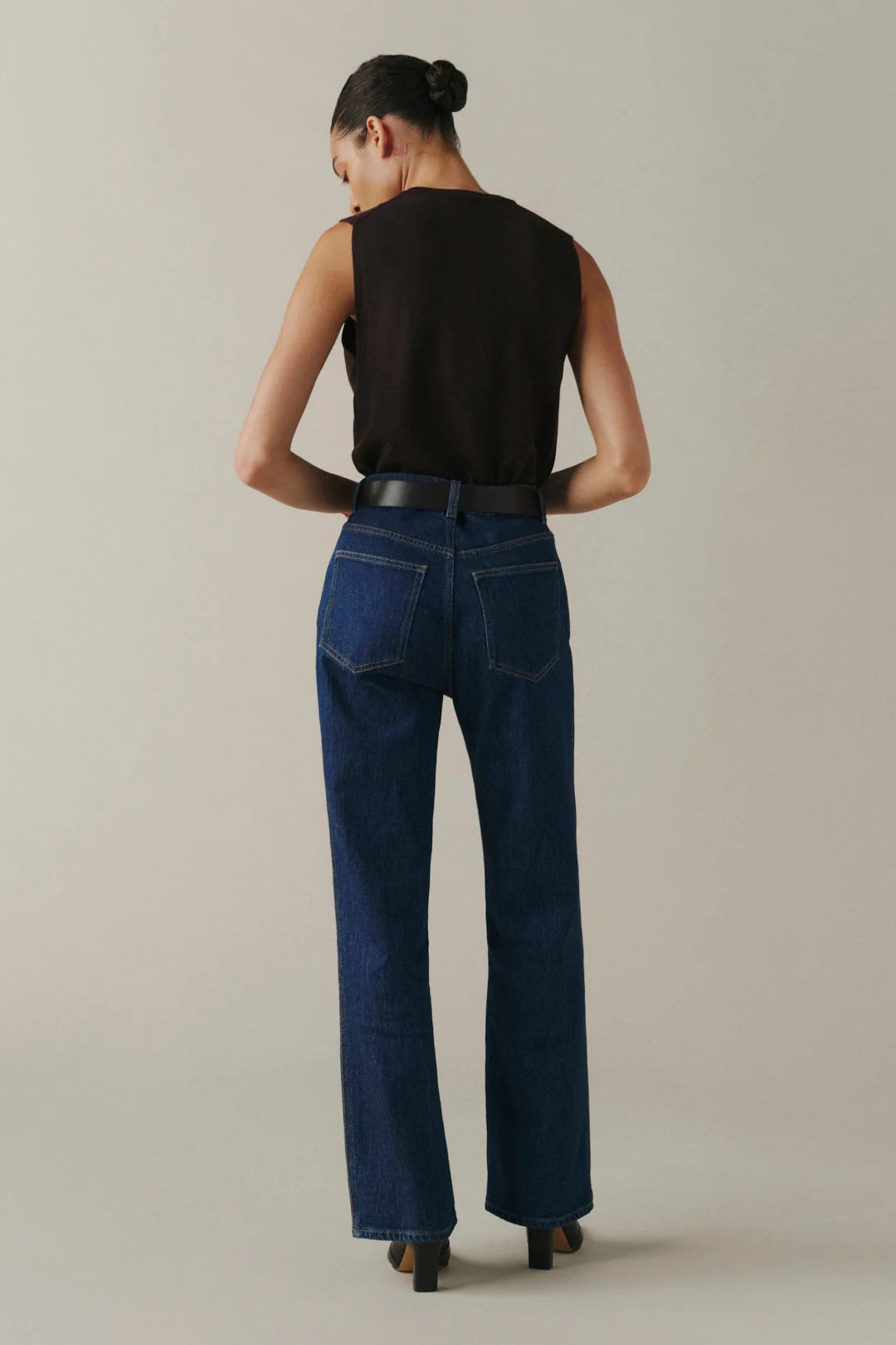 straight medium wash denim pant