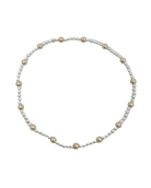 silver beaded bracelet with gold beads throughout