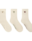 cream socks with a printed heart on the side