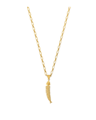 gold link necklace with a fish pendant