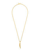 gold link necklace with a fish pendant