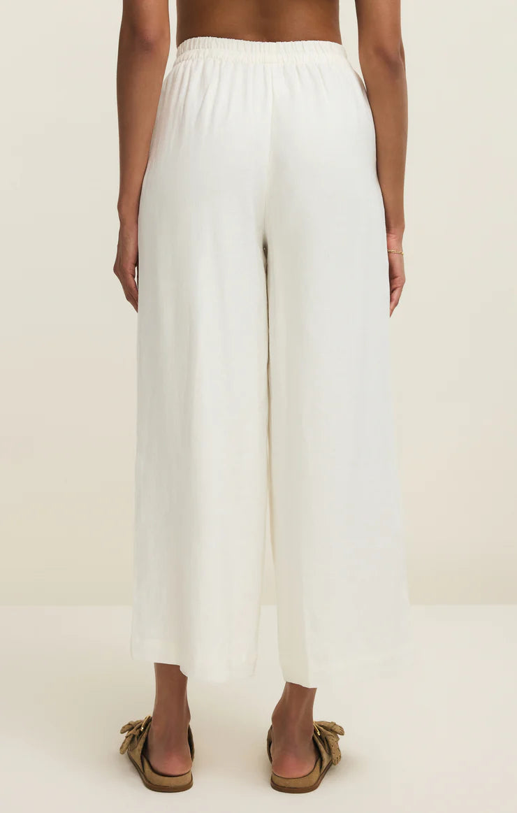 cropped white linen pant