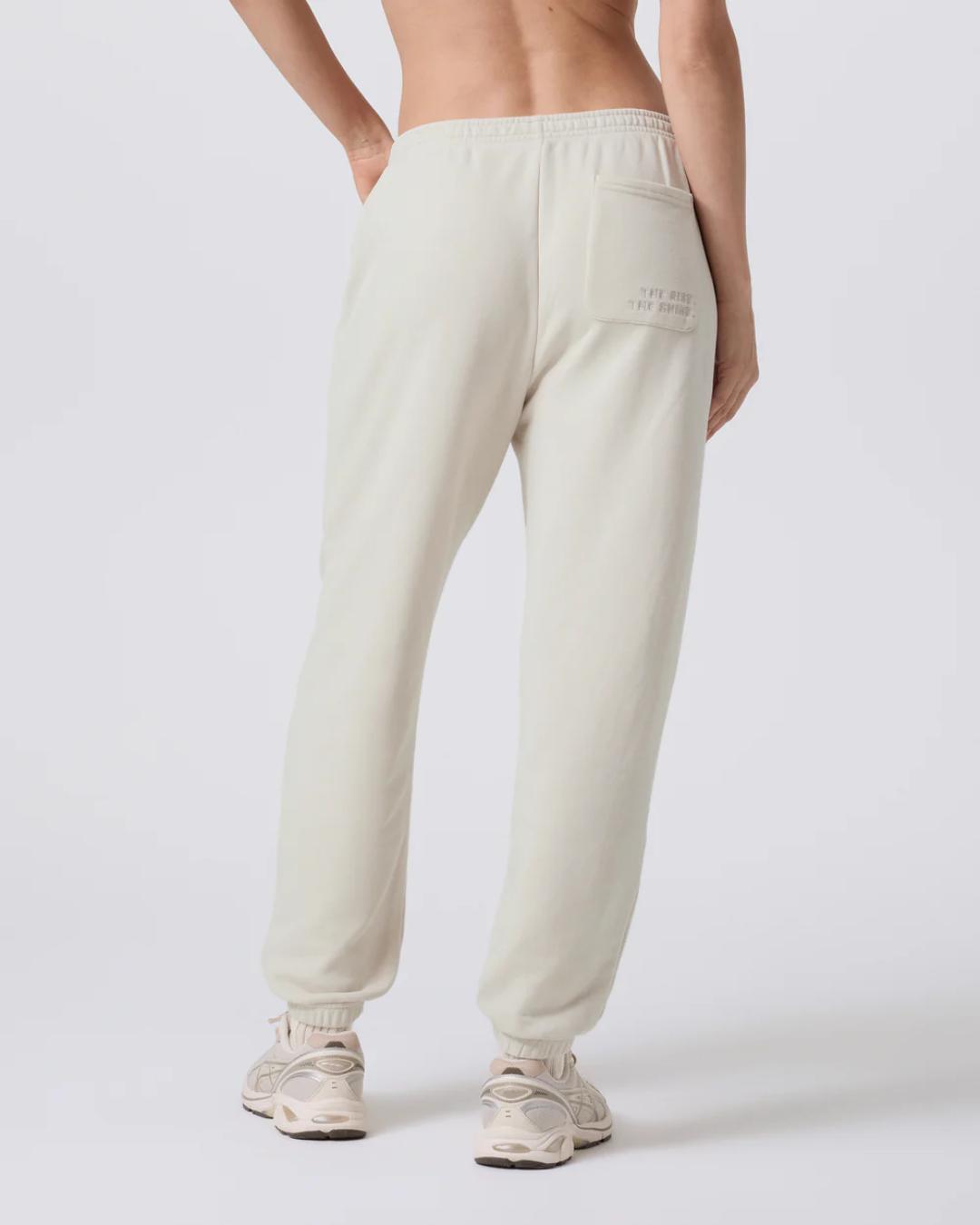 back view of beige sweatpants