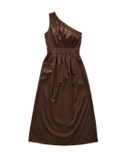 brown midi one shoulder dress