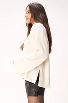 ribbed collar sweater in beige