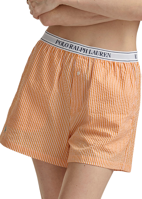 orange and white stripe boxer short with elastic waist