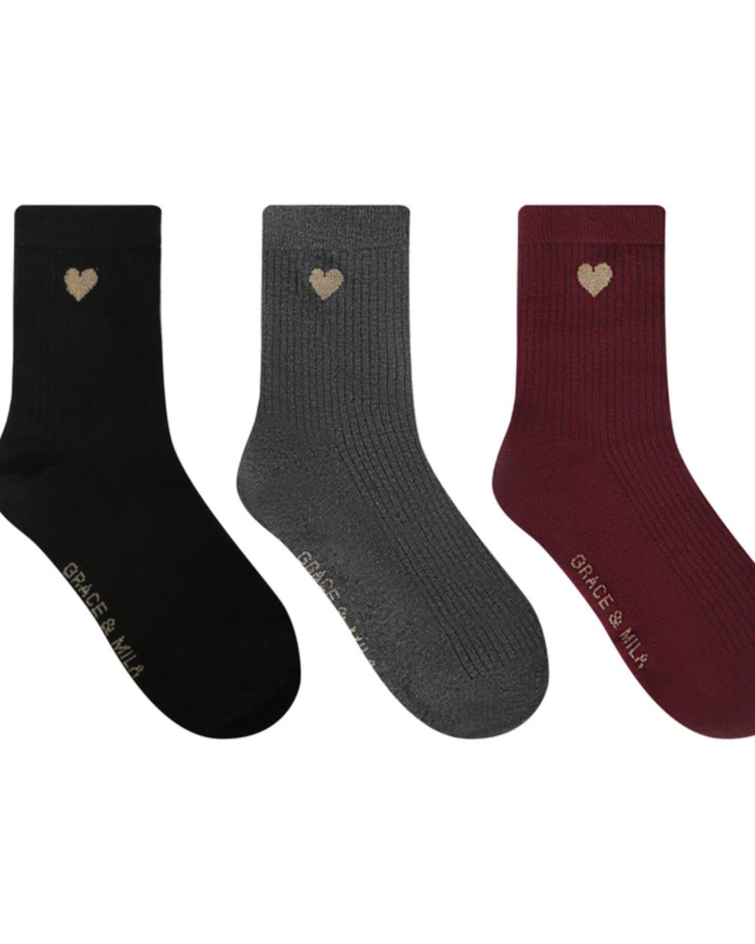 socks with printed hearts on the side