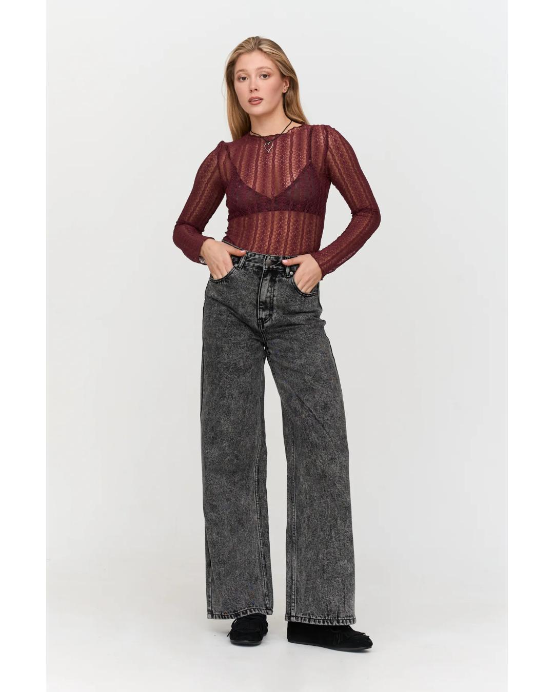 red lace shirt