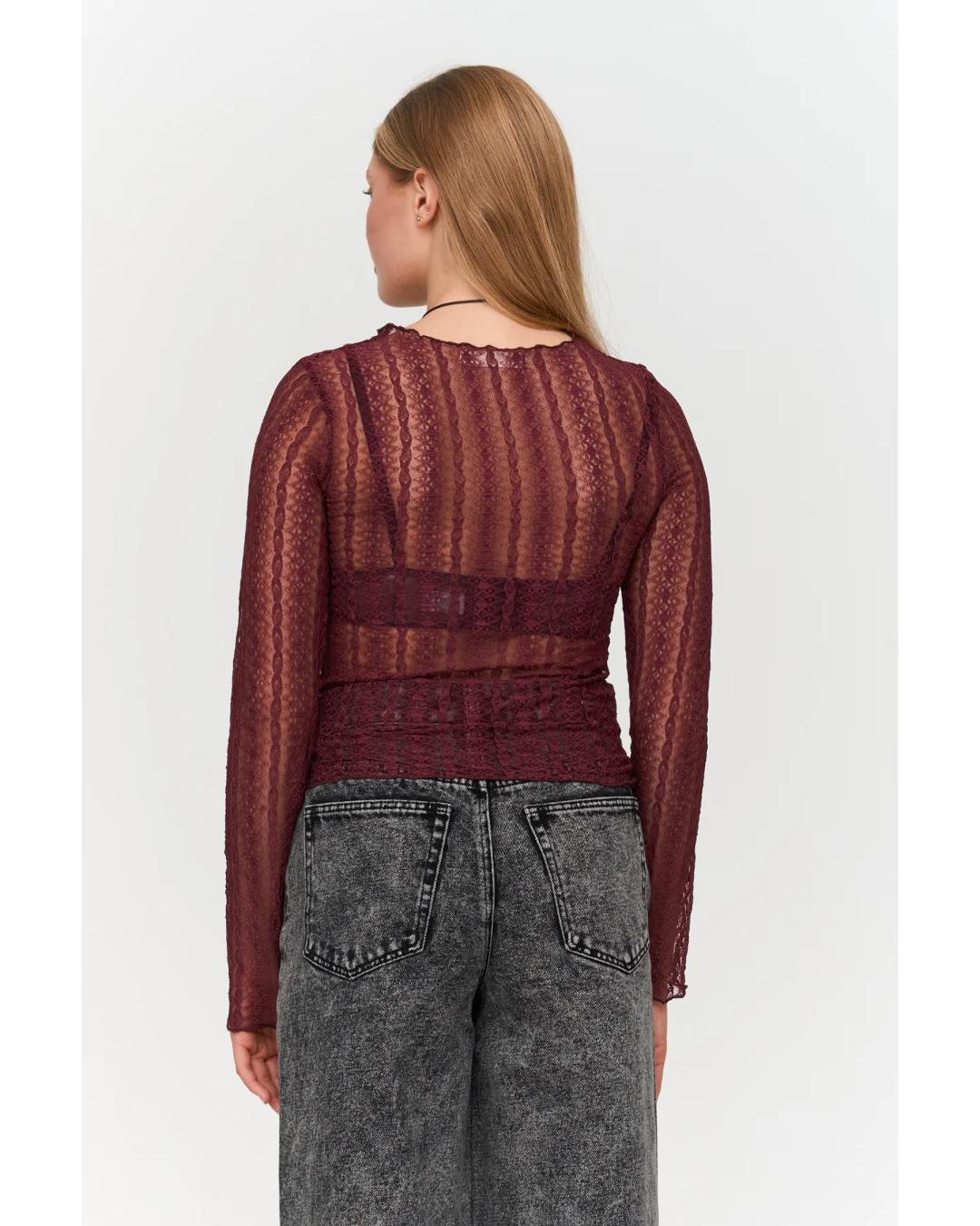 red lace shirt