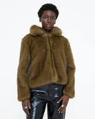 short faux fur coat in green