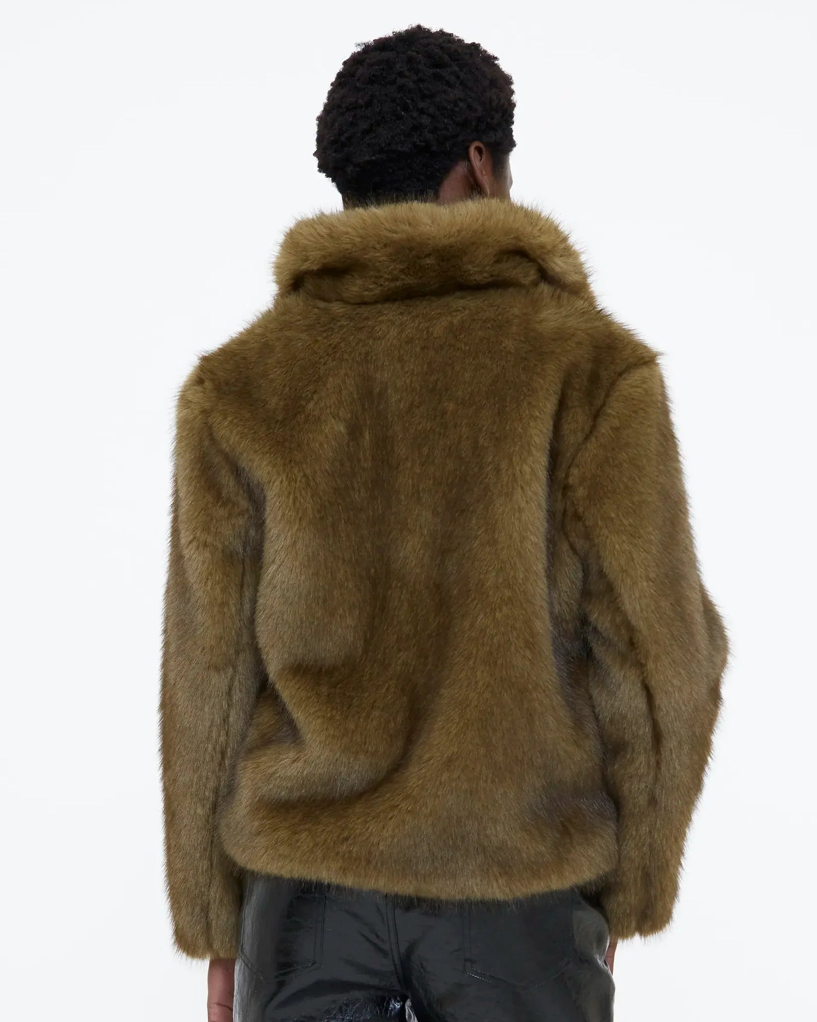 short faux fur coat in green
