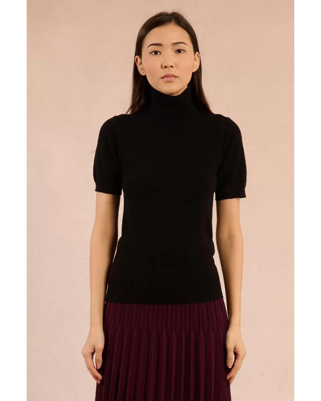short sleeve turtleneck sweater in black