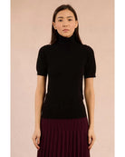 short sleeve turtleneck sweater in black