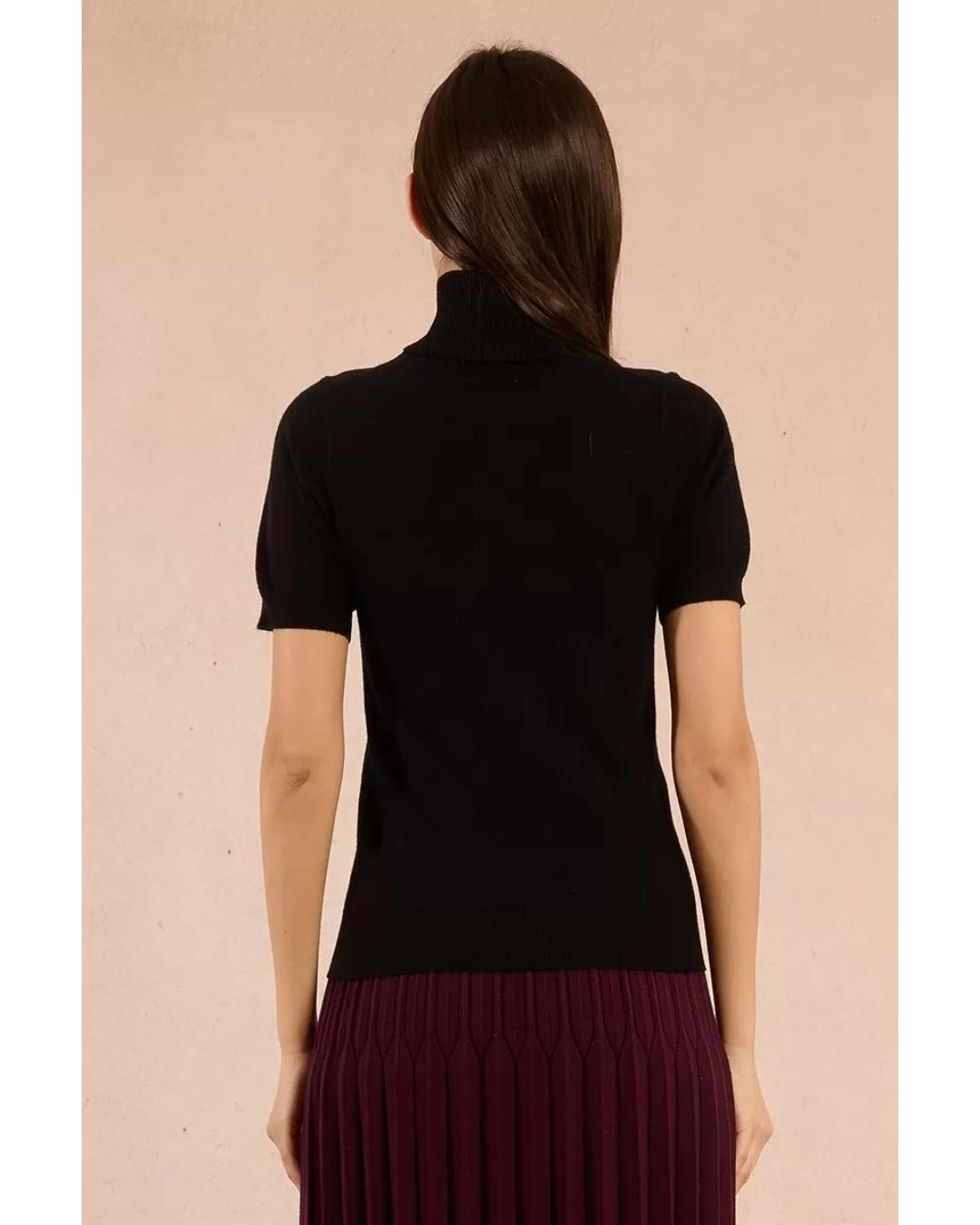 short sleeve turtleneck sweater in black