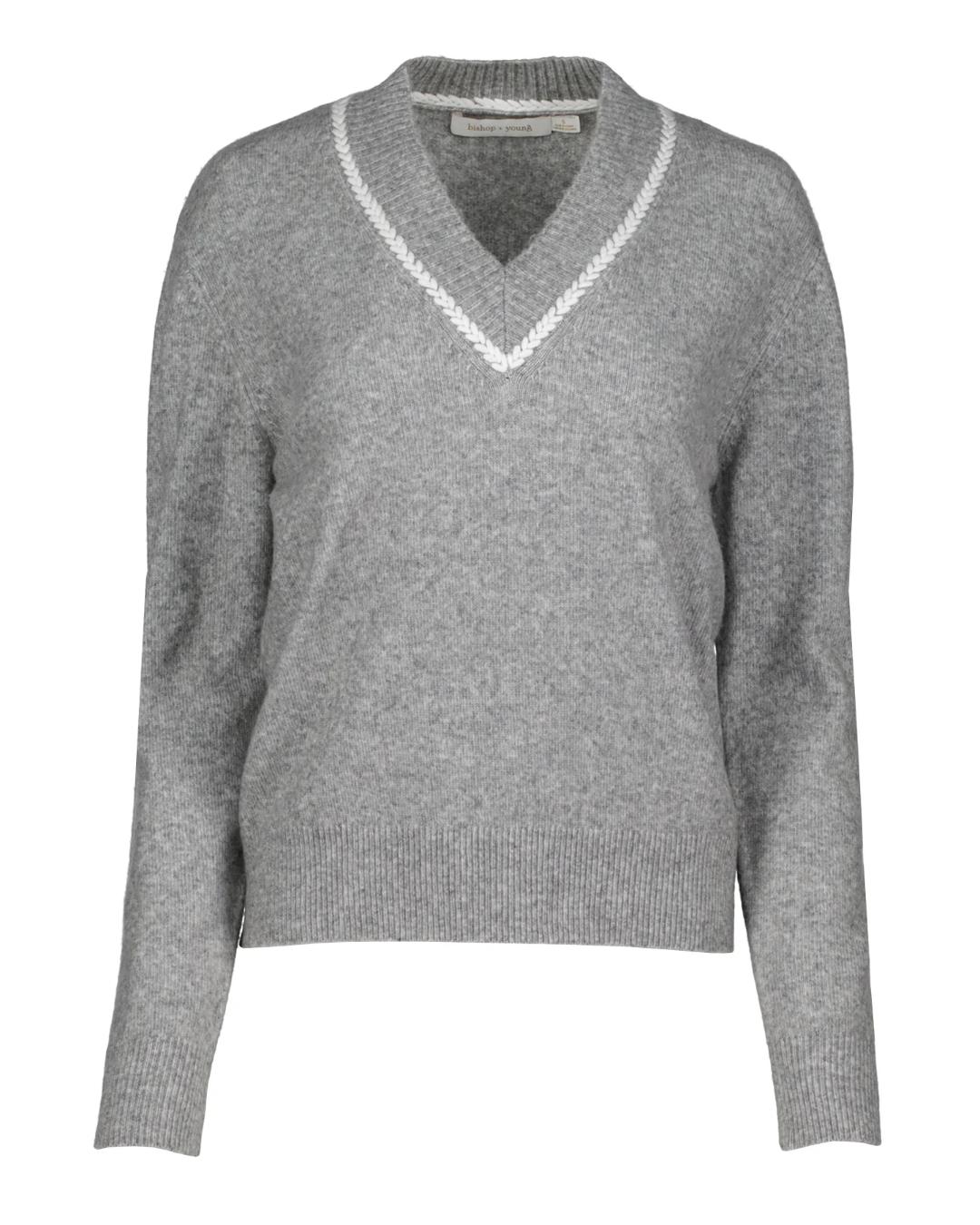 grey v-neck sweater