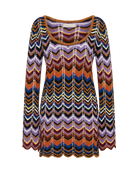 crochet multi colour long sleeve mini dress