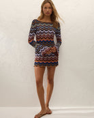 crochet multi colour long sleeve mini dress