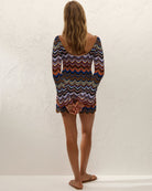 crochet multi colour long sleeve mini dress