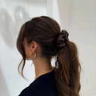 satin scrunchie in brown