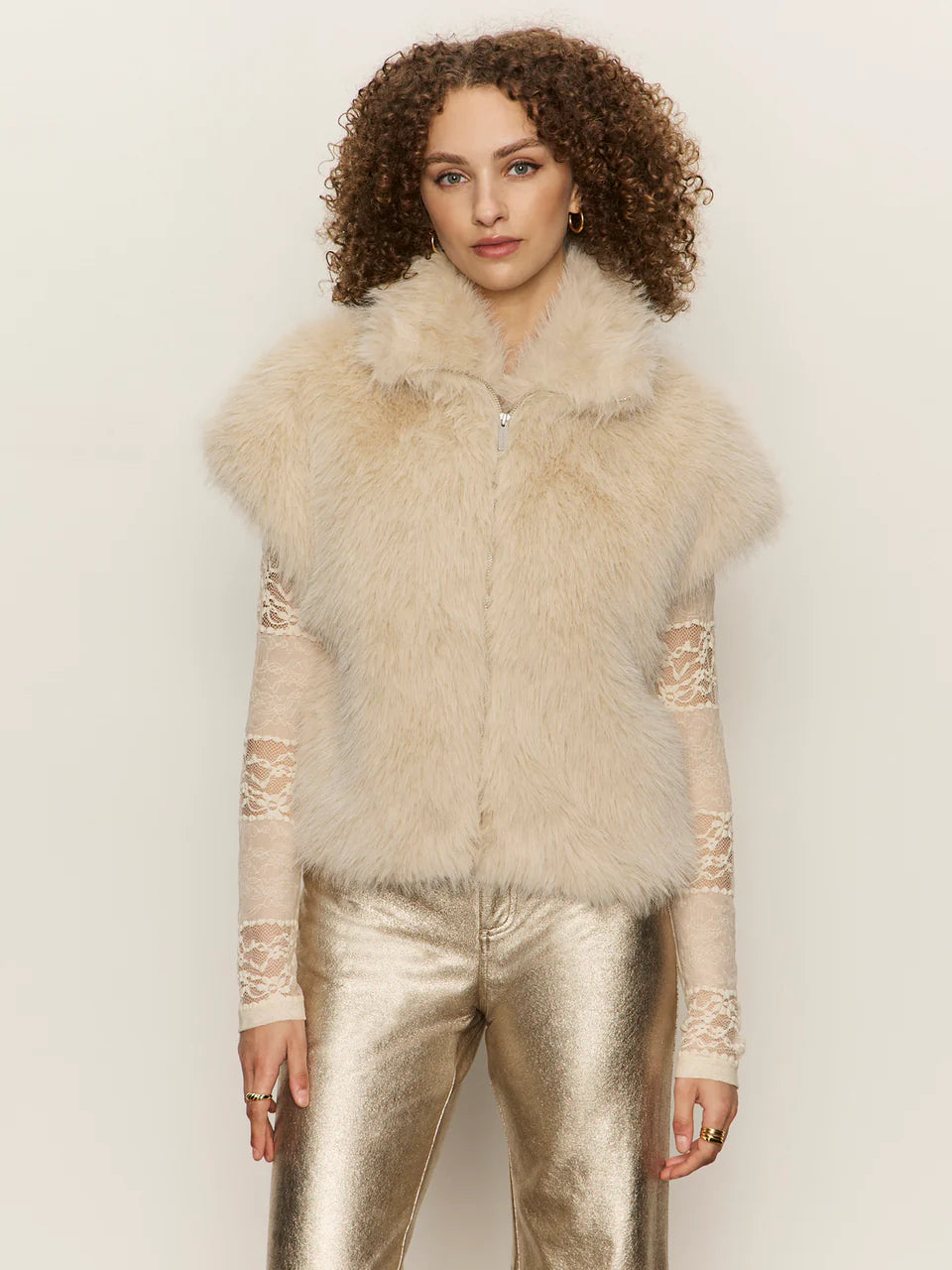 faux fur vest in cream